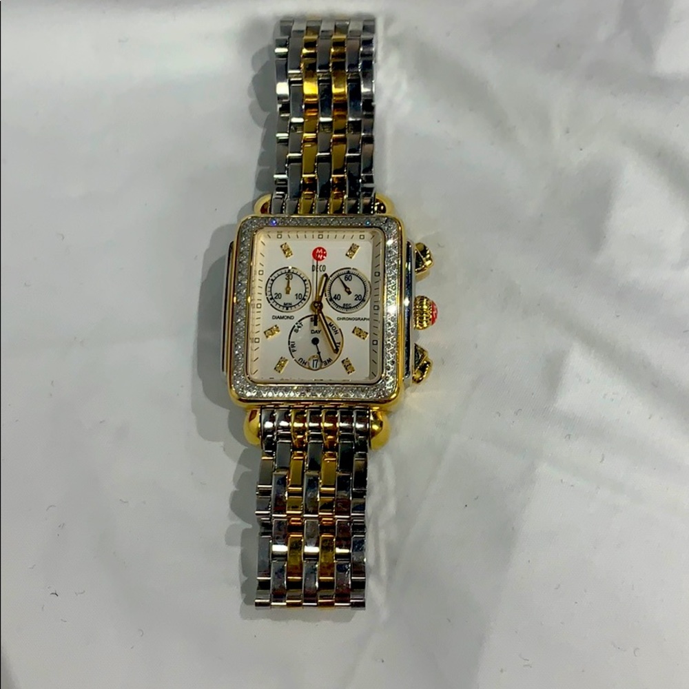 Michele Deco Two Tone Diamond Watch